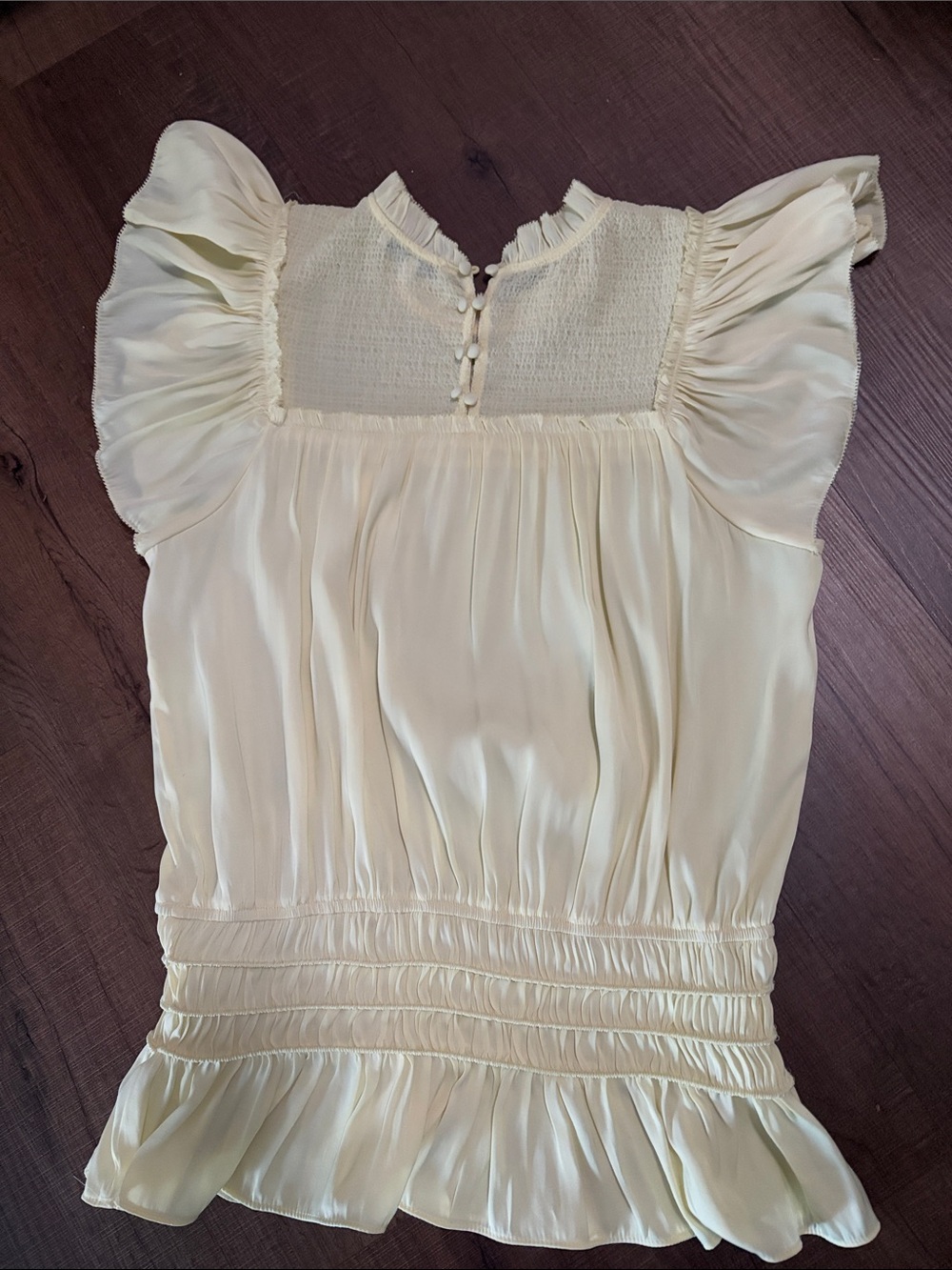 Current Air Cream Ruffled Smocked Blouse - Picture 2 of 3